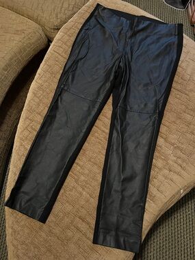 Chico's Black Faux Leather Skinny Pants Waist 18”, L 36”, Inseam “26